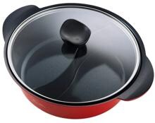Miji HotPot Kochtopf, für zwei Gerichte, 4 L, rot/schwarz
